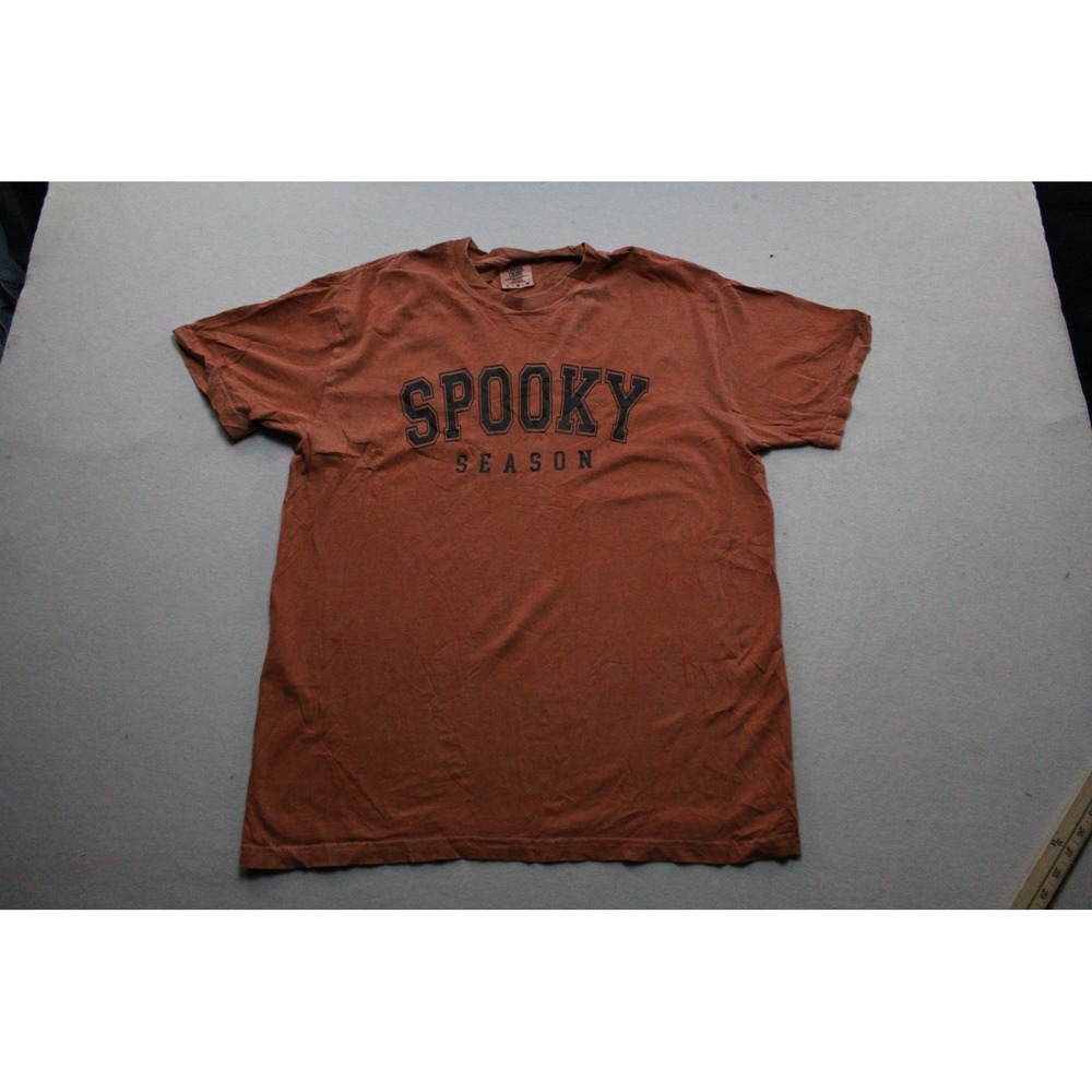 Comfort Colors T-Shirt Mens Large Orange Excellent Spooky Season Graphic Tee
